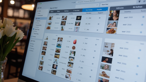 图像识别系统界面，显示多个图像分类结果，现代化设计风格，科技感界面